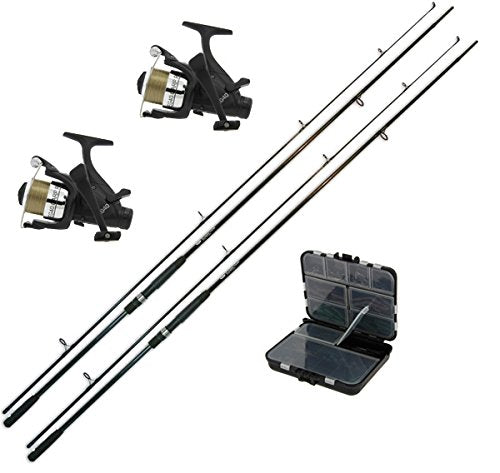 G8DS® Karpfen-Angel-Set: 2 Angelruten Karpfen Ruten 12 ft. 2,75 lbs. Carbon + 2 Angelrolle Carprunne