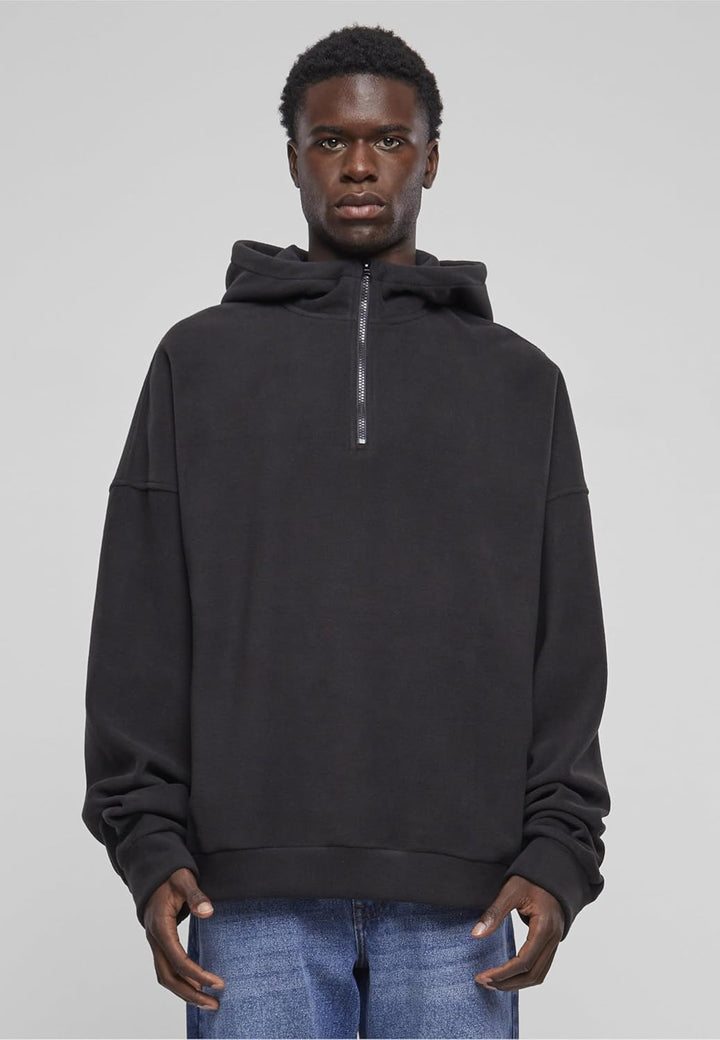 Urban Classics Herren Oversized Polar Fleece Half Zip Hoody Kapuzenpullover XL Schwarz, XL Schwarz