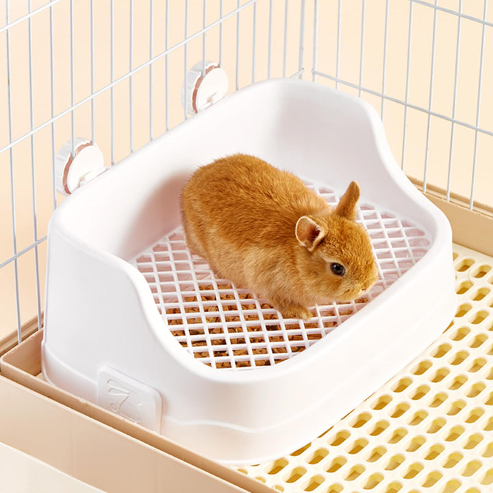 Kaninchen Toilette, Mittelgross Kleintier Katzentoilette für Käfige Abnehmbar Ecktoilette Töpfchentr