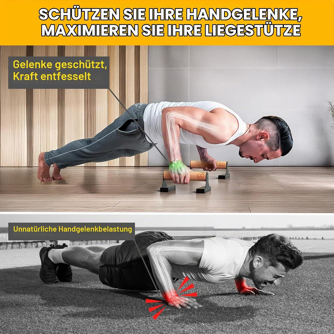 Double Circle Parallettes Liegestützgriffe mit Holzgriffen - Calisthenics Equipment - Rutschfeste Ba