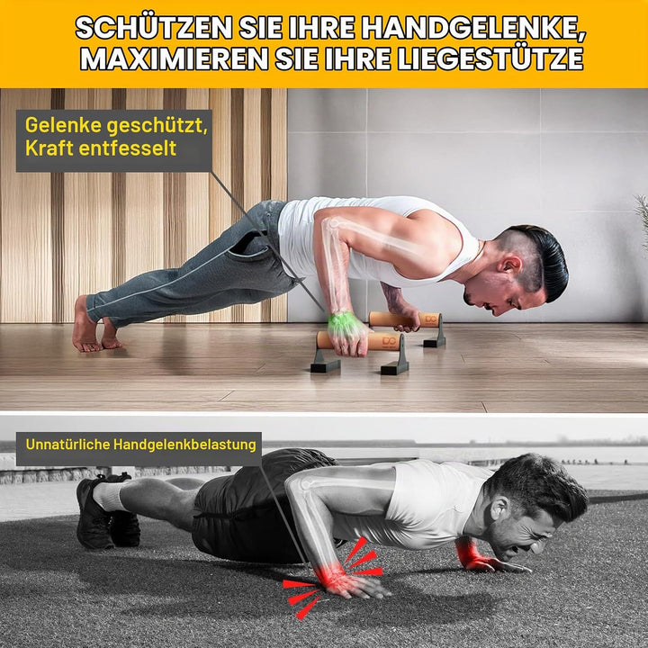 Double Circle Parallettes Liegestützgriffe mit Holzgriffen - Calisthenics Equipment - Rutschfeste Ba