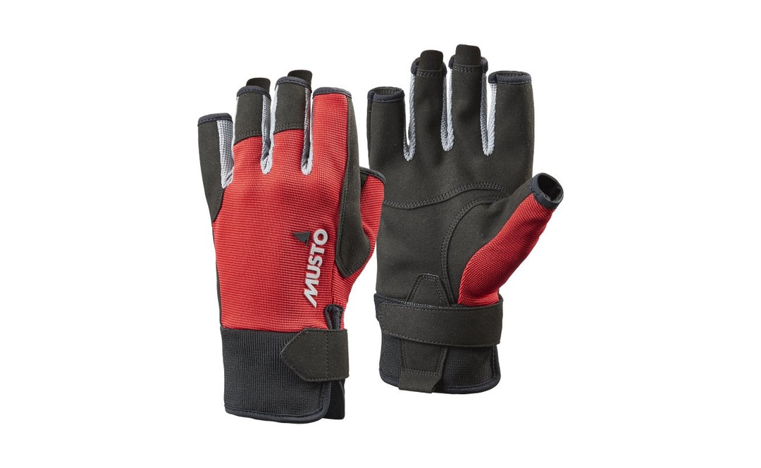 Musto Essential Sailing Yachting und Dinghy Kurze Fingerhandschuhe Rot - Erwachsene Unisex - Leichtg
