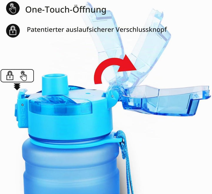 Zounich Trinkflasche 1L Sport BPA frei Auslaufsicher 700ml/500ml/400ml Wasserflasche Kunststoff Spor