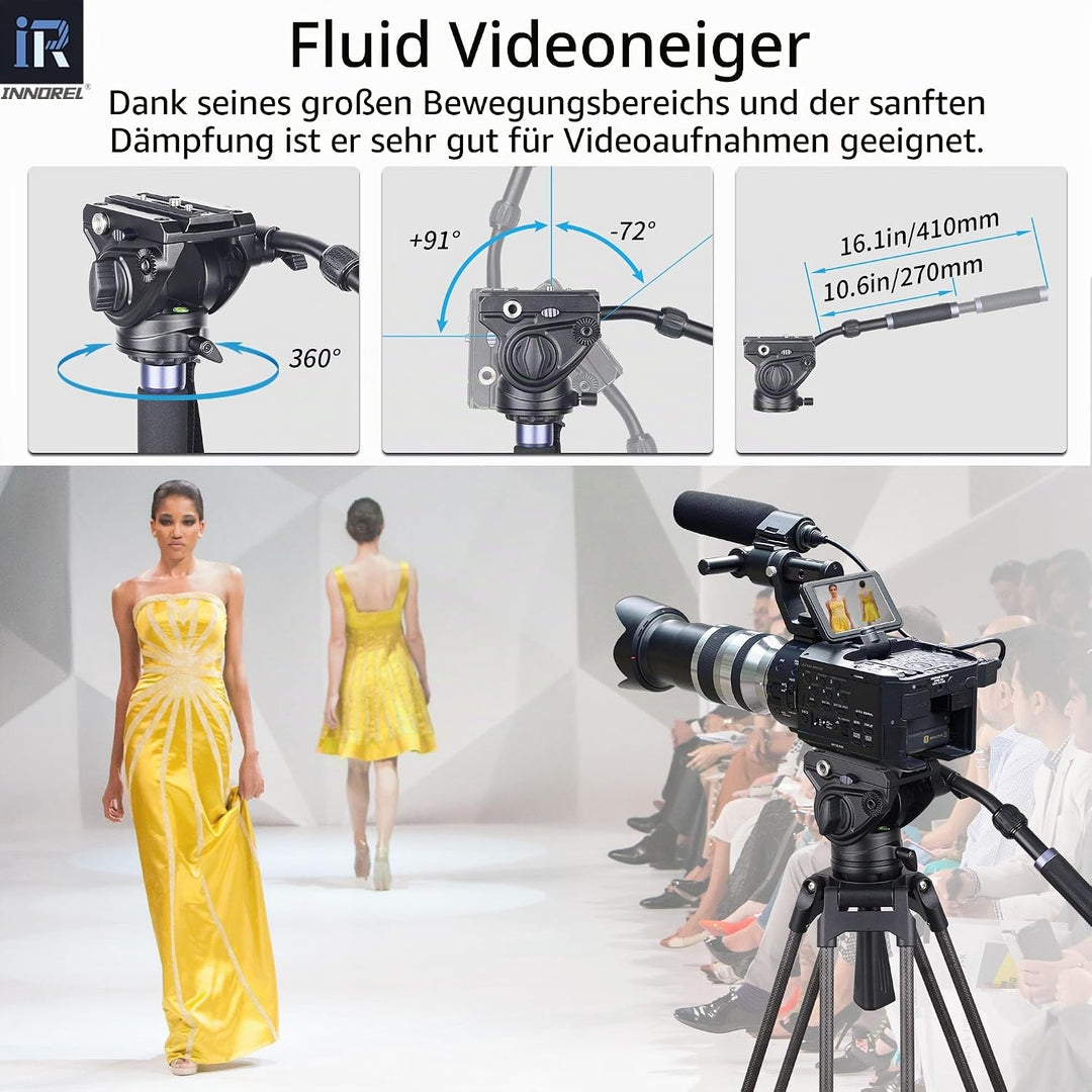 INNOREL F80 Hochleistungsstativ-Fluidkopf, Panorama 360°, Aluminiumlegierung, zweistufiger Griff, ei
