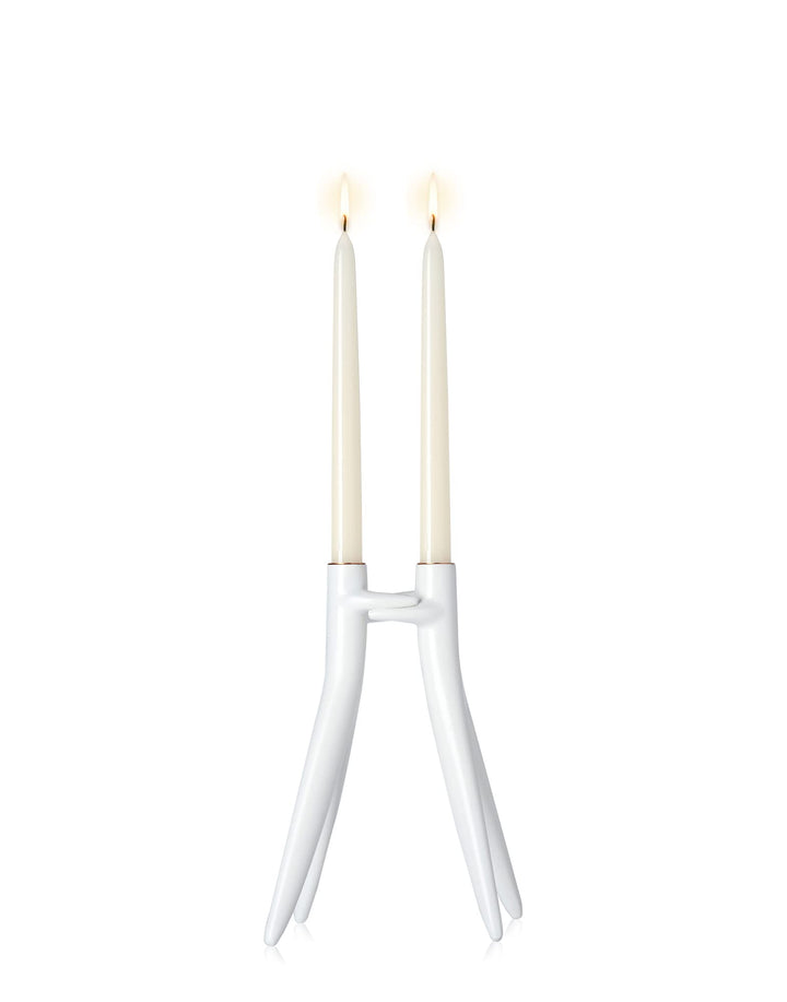 Kartell Abbracciaio Kerzenleuchter, Metall, weiss, 11 x 25 x 20 cm Bianco, Bianco