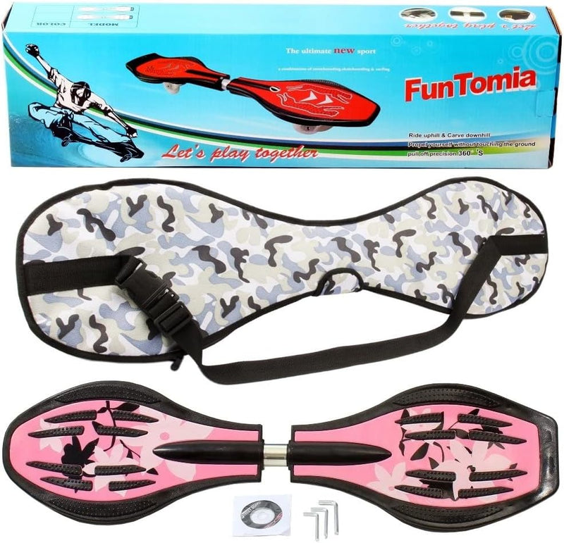 FunTomia Waveboard Original Mach1 Kugellager inkl. Tasche - Bis 120kg - (Verschiedene Farbdesigns) P