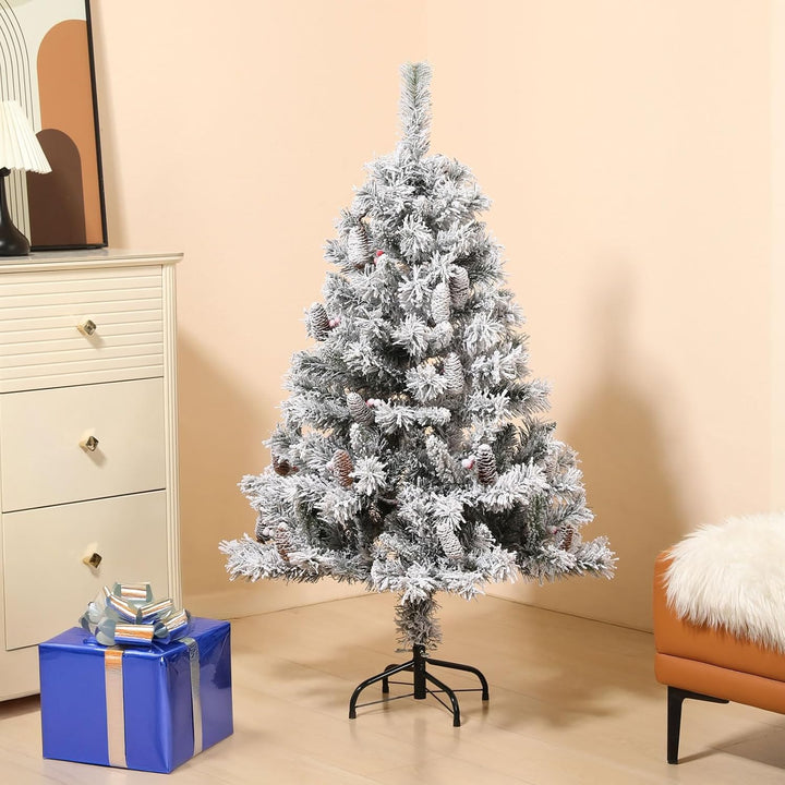 SVITA Künstlicher Weihnachtsbaum 150cm Weiss klappbar mit 371 Zweig-Spitzen inkl. Metall Ständer Chr