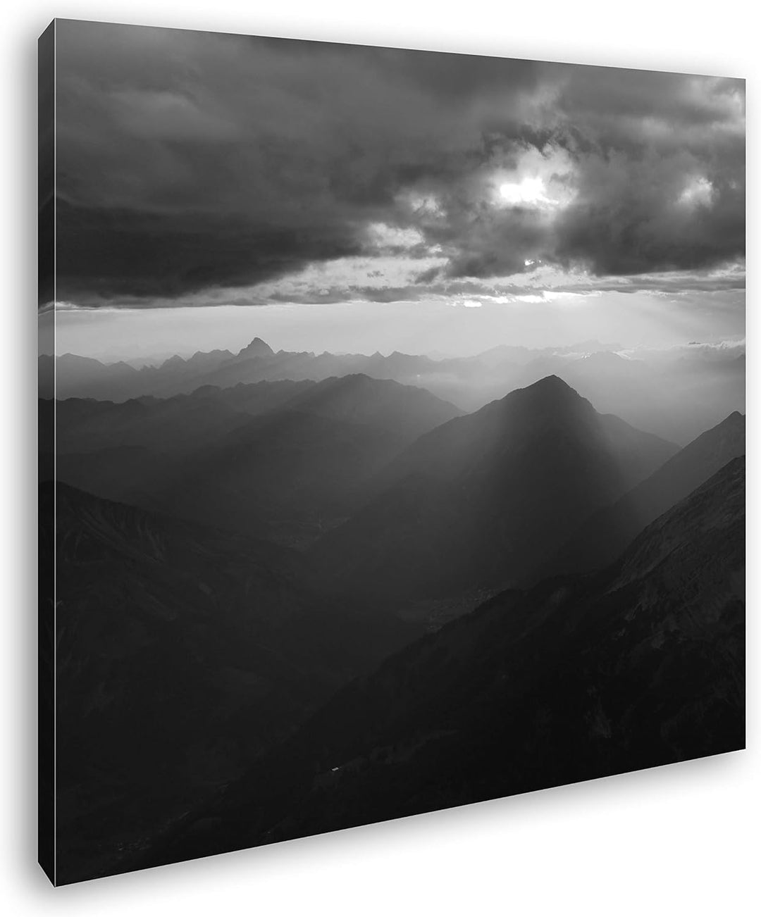 deyoli atemberaubende Aussicht von der Zugspitze Format: 60x60 Effekt: Schwarz&Weiss als Leinwandbil