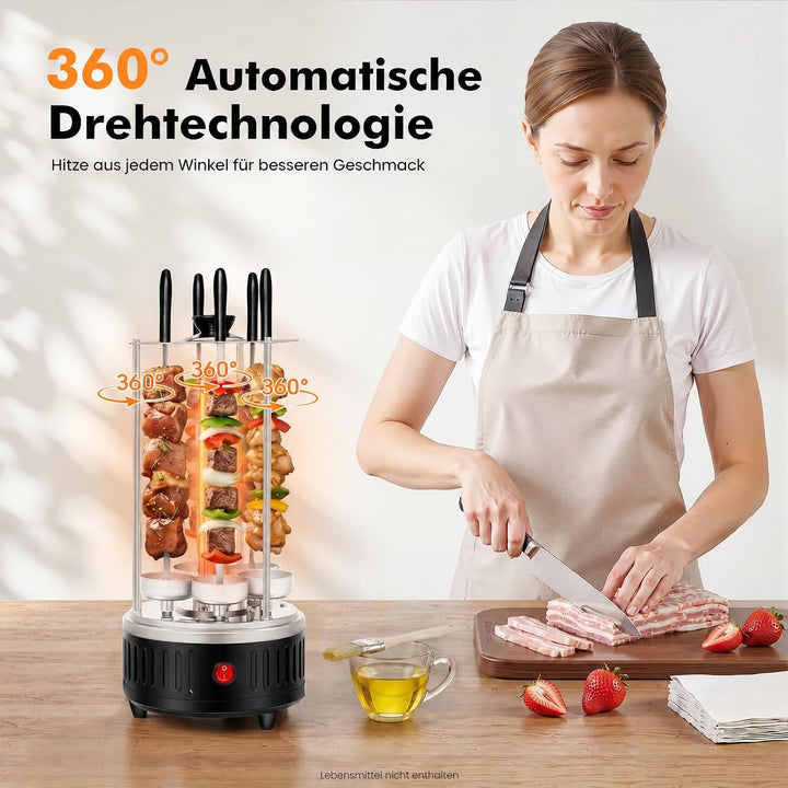 Elektrogrill Schaschlikgrill mit Motor Vertikaler Dönerspiess mit 5 Schaschlikspiesse 1000w Dönergri