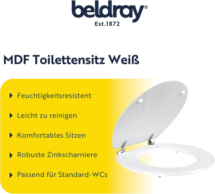 Beldray LA032355 18-Zoll-Toilettensitz MDF, Scharniere aus Zinklegierung, schnell und Einfache Passf