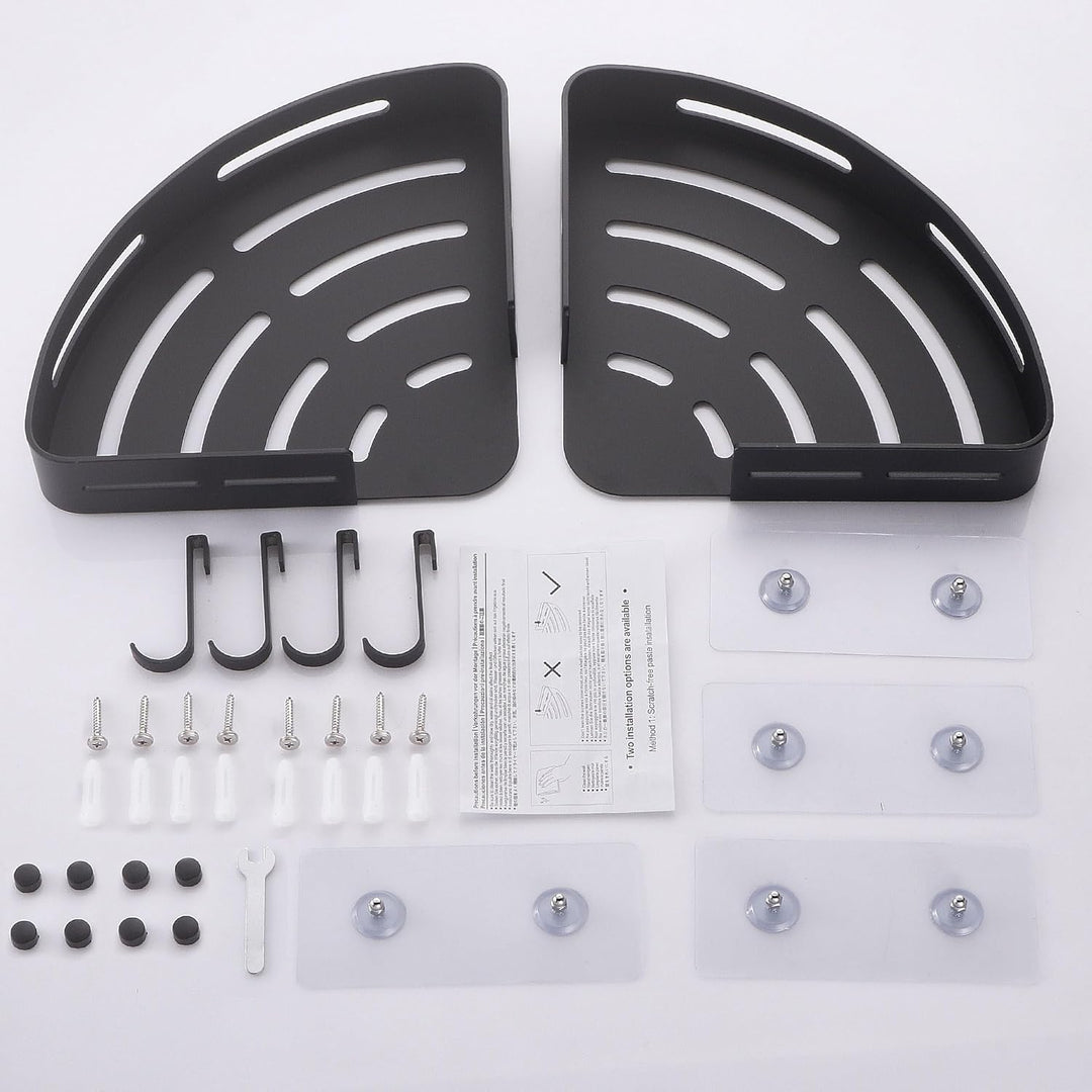 GRICOL Eckablage Duschkorb Duschregal ohne Bohren Duschablage Metall Mit 4 Haken Dusche Ablage Badre