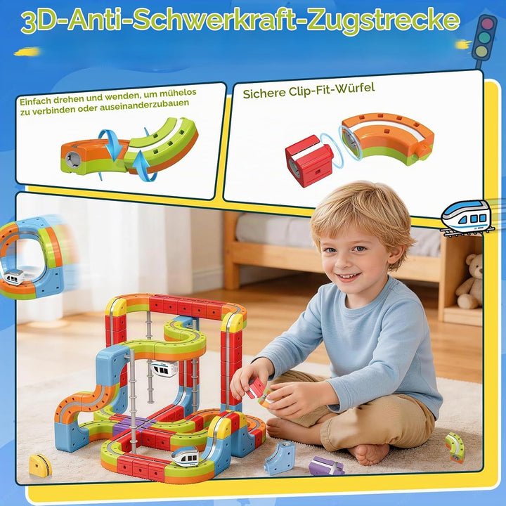 Elektrisches Eisenbahn Set, DIY Electric Train Set mit Schwerkraft Defying 3D-Layouts &amp; Magisches Sc