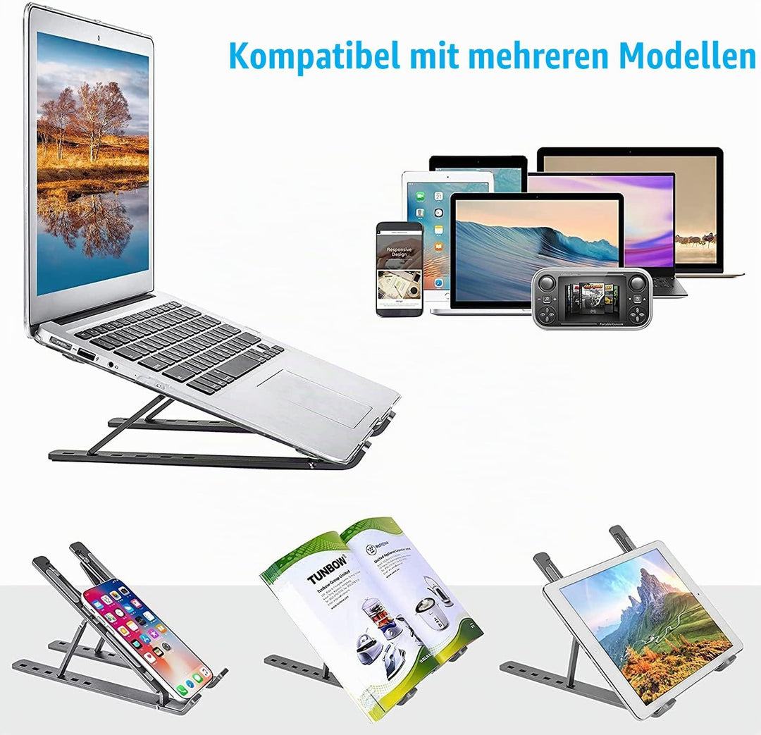 OUGEP Laptop Ständer, Faltbar Höhenverstellbar Laptopständer Tragbarer Notebook Ständer, Kompatibel