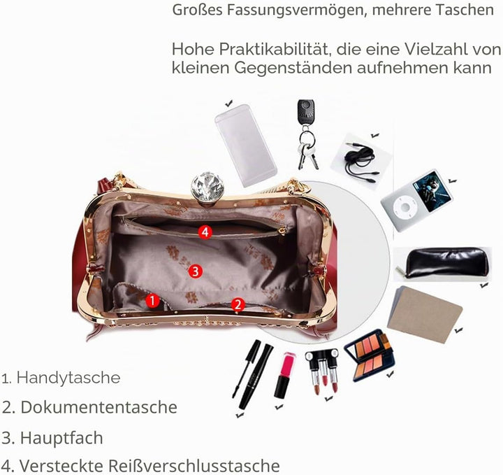 NICOLE & DORIS Handtaschen für Damen Lackleder Handtaschen Abendtasche für Party Hochzeit schulterta