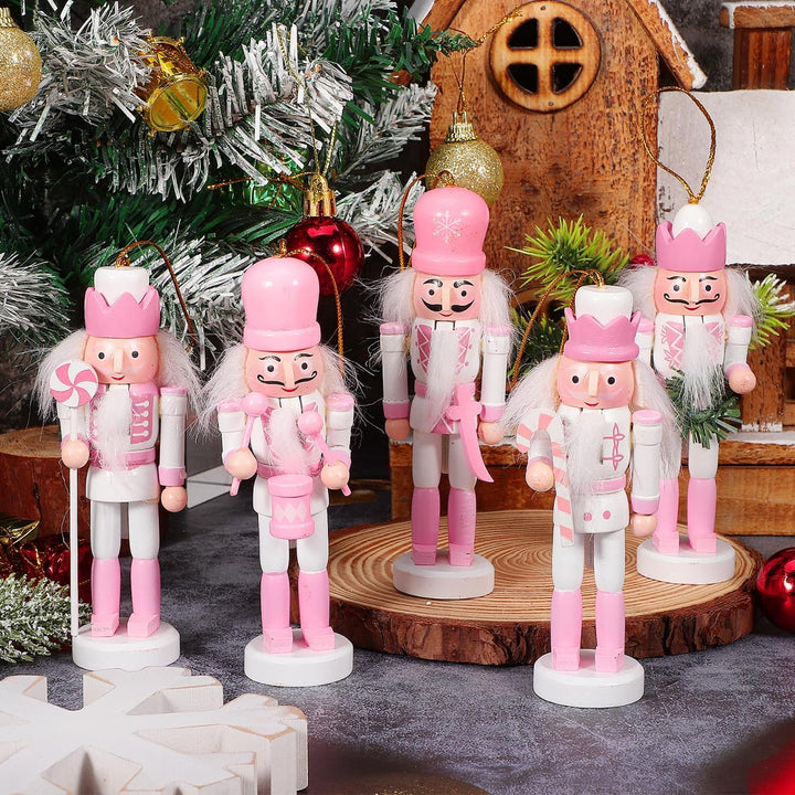 Veemoon 5 Stück Kleine Nussknacker-Hängeornamente Weihnachtsbaum-Soldat- Weihnachts-Hängefiguren Nus