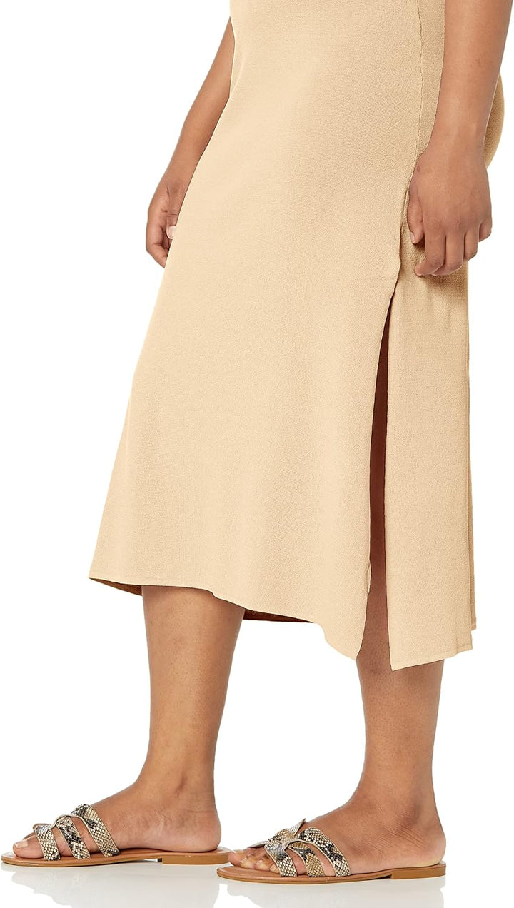 The Drop Damen Gabriela Maxikleid mit Hohem Halsausschnitt, A-Linie, Seitenschlitz Dresses XXL Curds
