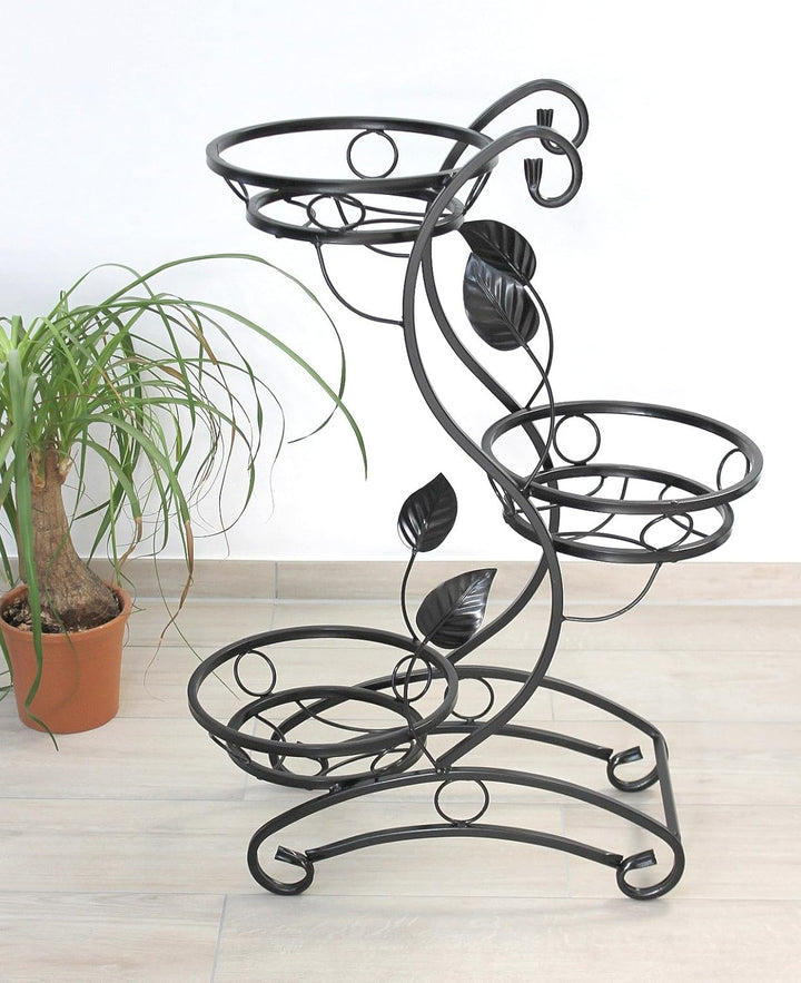 DanDiBo Blumentreppe Metall Schwarz 87 cm Blumenständer mit 3 Ablagen KW019 Blumensäule Pflanzenstän