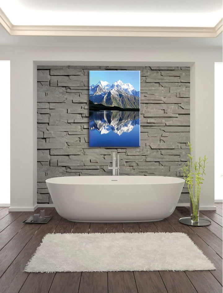 Pixxprint Berge am See, Format: 100x70 auf Leinwand, XXL riesige Bilder fertig gerahmt mit Keilrahme