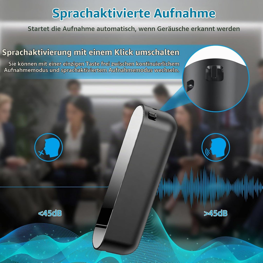 Diktiergerät Aufnahmegerät, 40 Tage Daueraufnahme Diktiergerät Abhörgerät mit DSP Rauschunterdrückun