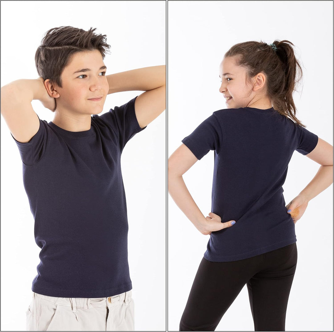 LOREZA ® 5er Pack Kinder Jungen Mädchen Unterhemd Kurzarm T-Shirt 100% Baumwolle Feinripp Unisex 104