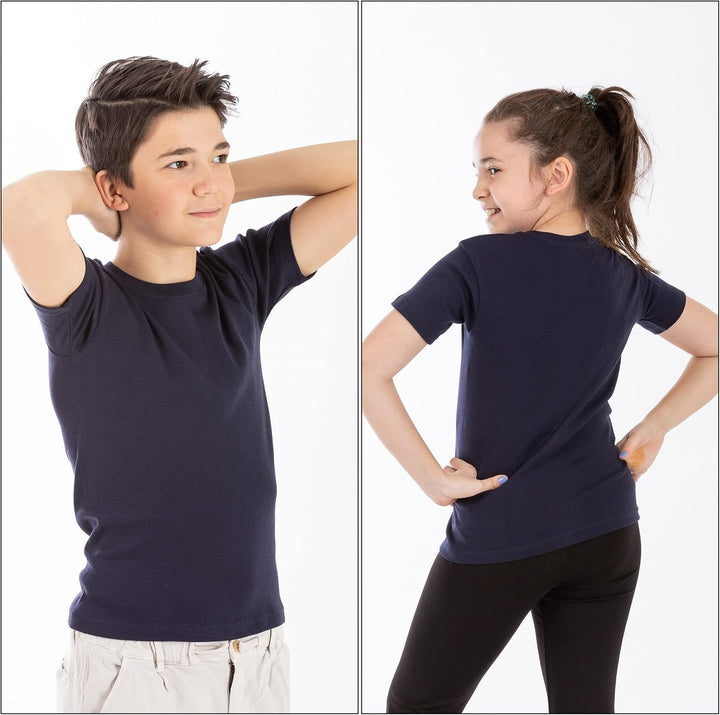 LOREZA ® 5er Pack Kinder Jungen Mädchen Unterhemd Kurzarm T-Shirt 100% Baumwolle Feinripp Unisex 104