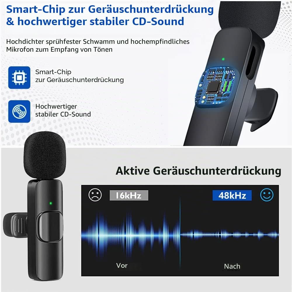 VOVIGGOL Handy Mikrofon für iPhone/iPad/Android/Laptop, Plug-Play Lavalier Mikrofon Wireless Microph