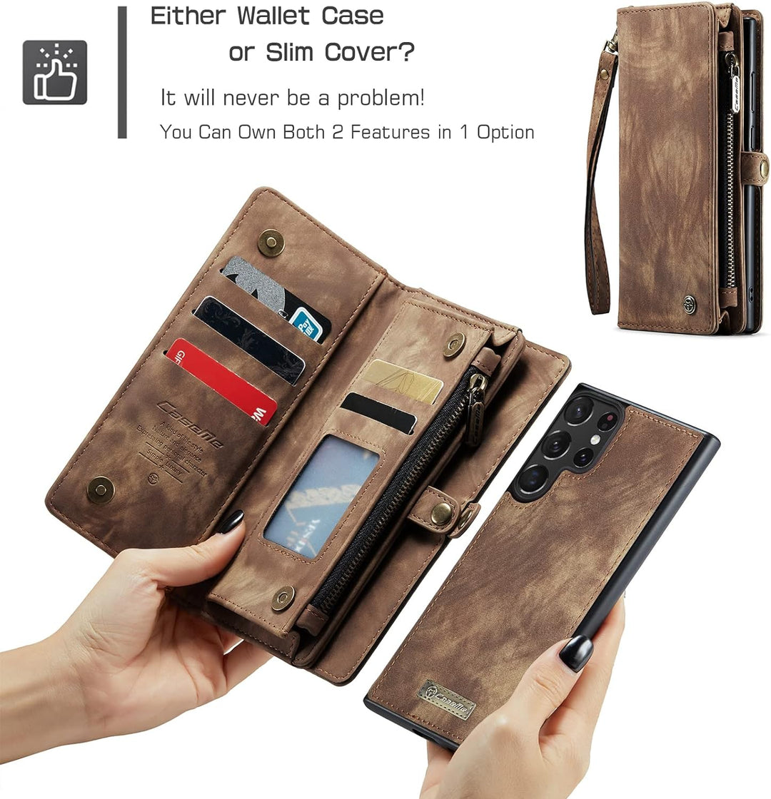 UFinetech Samsung S23 Ultra Hülle, Stossfest Kartenfach Magnetisch Abnehmbare Tasche Samsung Galaxy