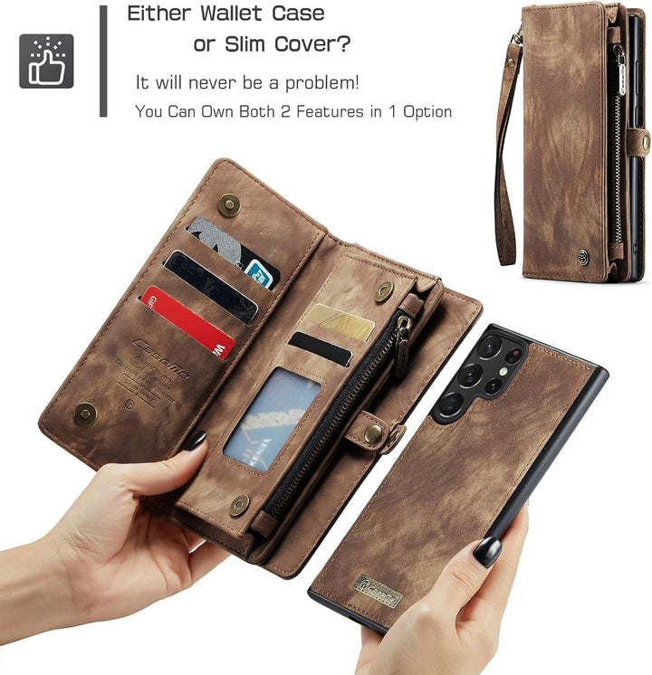 UFinetech Samsung S23 Ultra Hülle, Stossfest Kartenfach Magnetisch Abnehmbare Tasche Samsung Galaxy