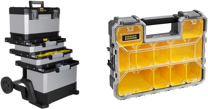 Stanley FatMax Rollende Werkstatt aus Metall-Kunststoff 1-95-622 – Werkzeugwagen leer & FatMax Aufbe