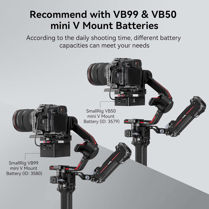 SmallRig RS3 RS3 Pro RS2 RSC2 Mini V-Mount Akkuplatte für DJI RS 3 / RS 3 Pro/RS 2 / RSC 2, mit V-Lo
