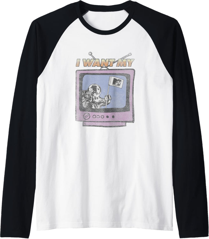 MTV I Want My MTV Moon Man TV Logo Raglan