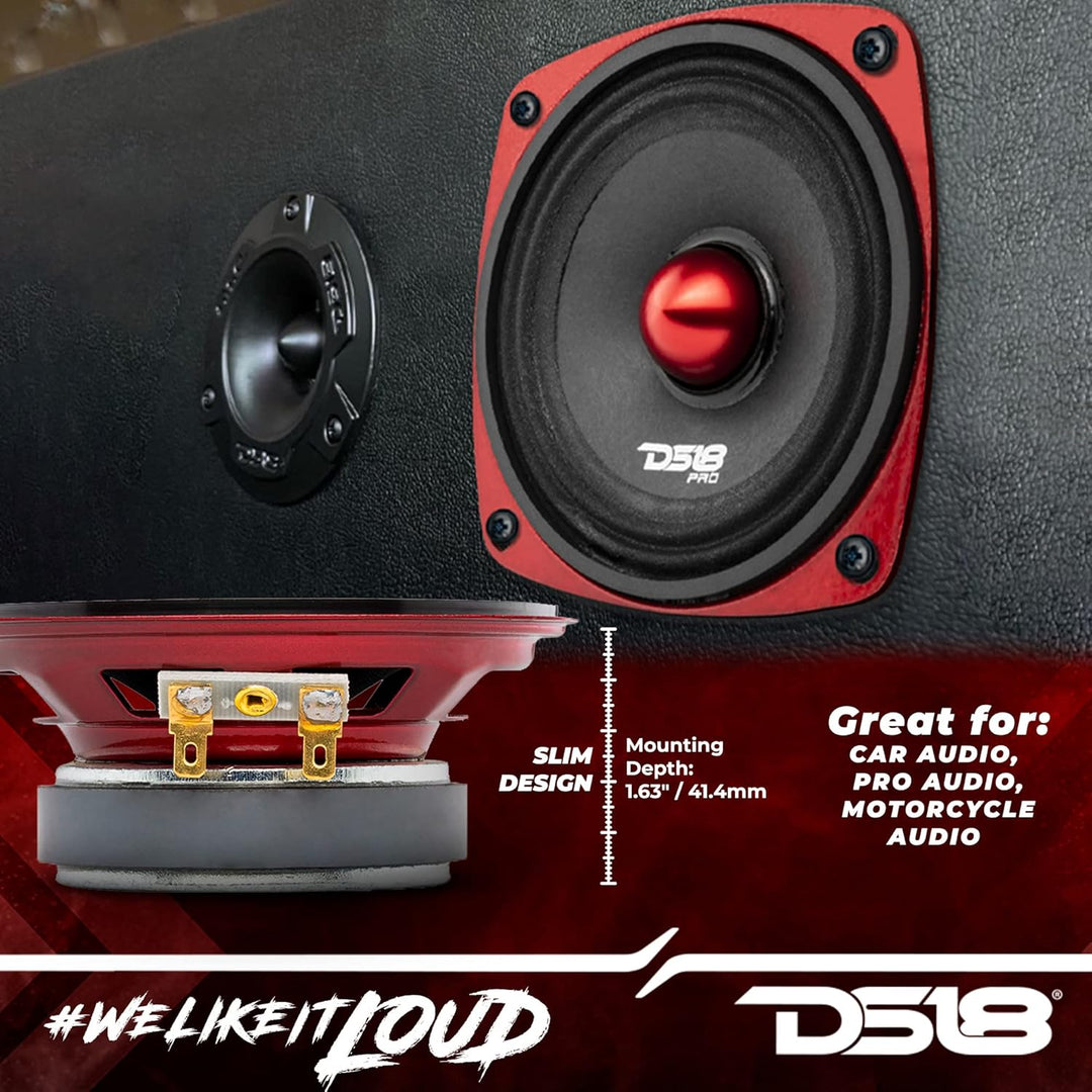 DS18 1 PRO-X4.4BMSL Mitteltöner 10 cm 100 mm 4" Durchmesser, 100 Watt rms und 200 Watt max, Impedanz