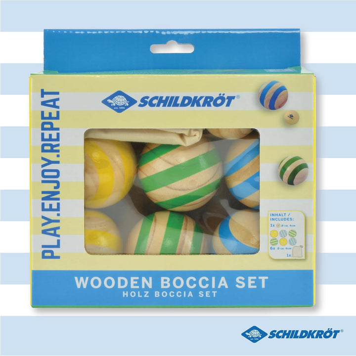 Schildkröt Boccia Set aus FSC Holz für Kinder und Familien I 6 farbige Boccia Kugeln Plus Zielkugel