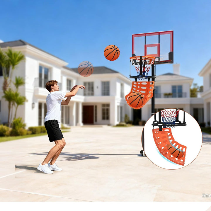 LIFEZEAL Basketball Return Attachment, Basketball-Rebounder für Schiessübungen, 360° Drehbarer Baske