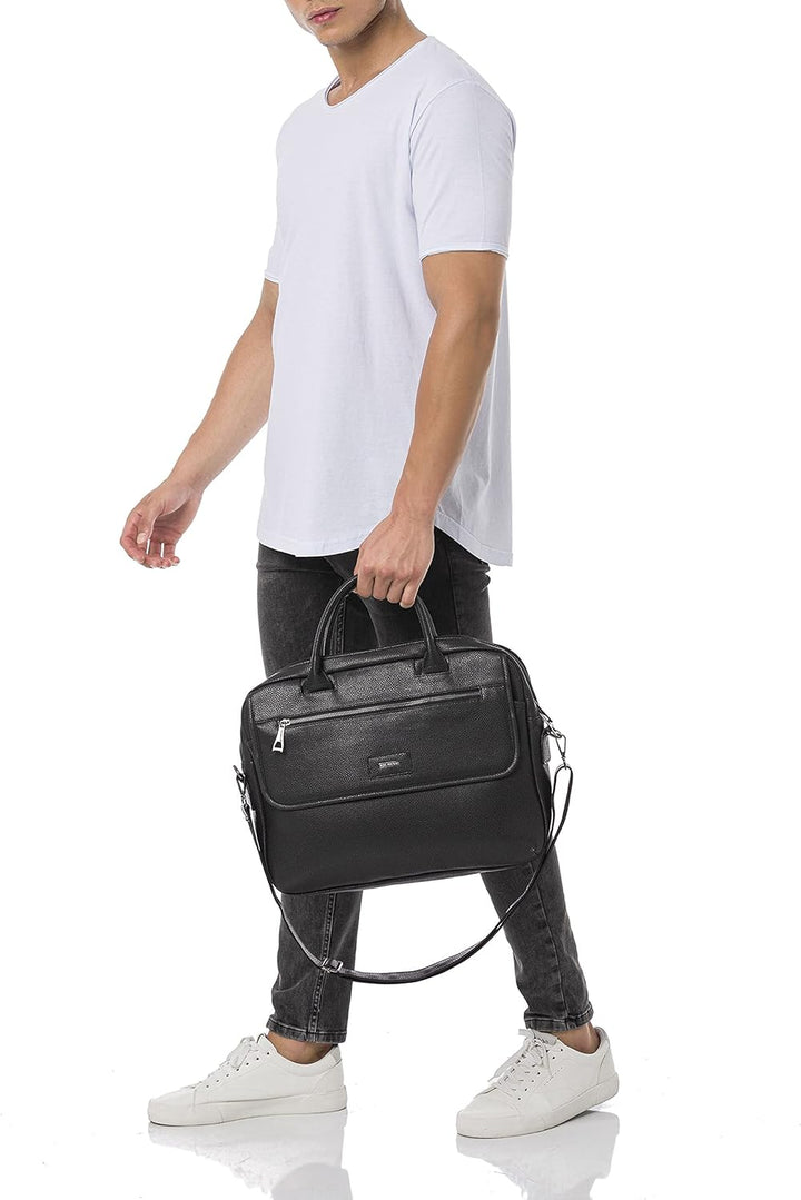 Redbridge Herren Schultertasche Messenger Bag Umhängetasche Kunstleder Schwarz, Schwarz