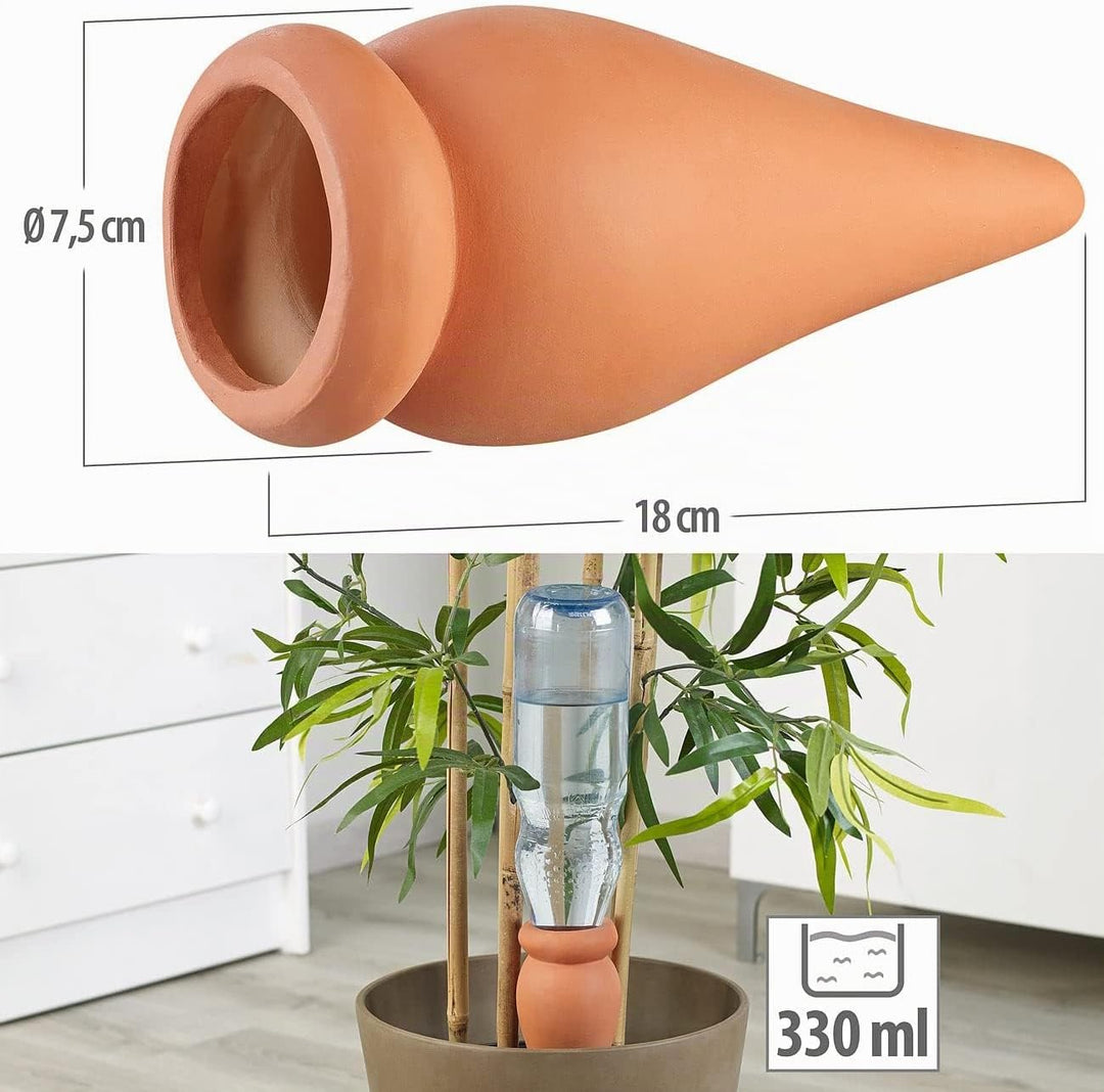 Royal Gardineer Wasserspender Pflanzen: 6er-Set 2in1-Terracotta-Wasserspender für Topfpflanzen (Wass