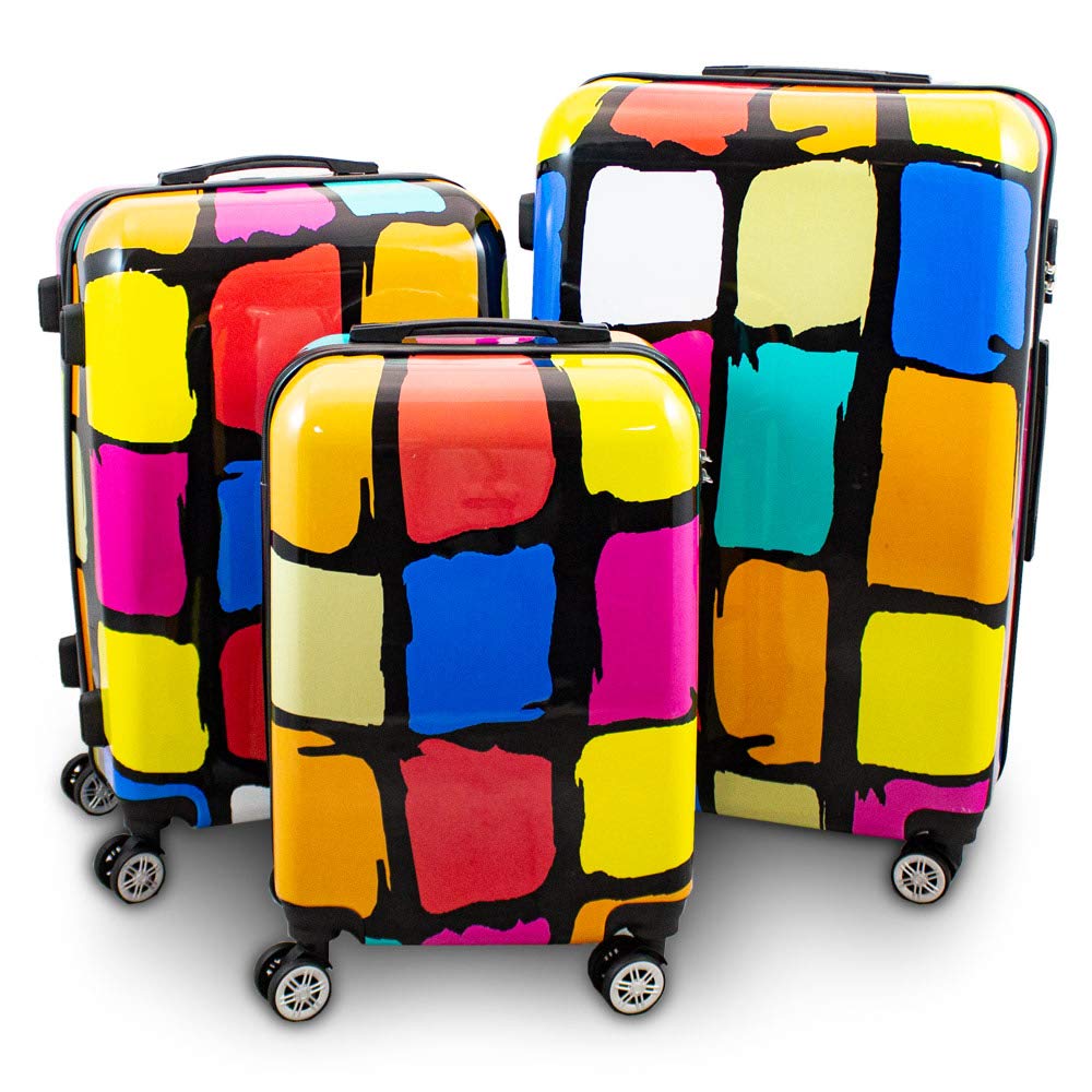 BERWIN® Design Koffer Reisekoffer Trolley Hartschalenkoffer Polycarbonat mit 4 Rollen als Set und Ei
