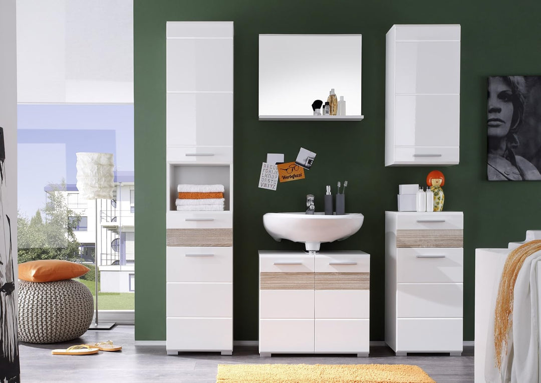 trendteam smart living - Hochschrank Schrank - Badezimmer - Mezzo - Aufbaumass (BxHxT) 37 x 182 x 31