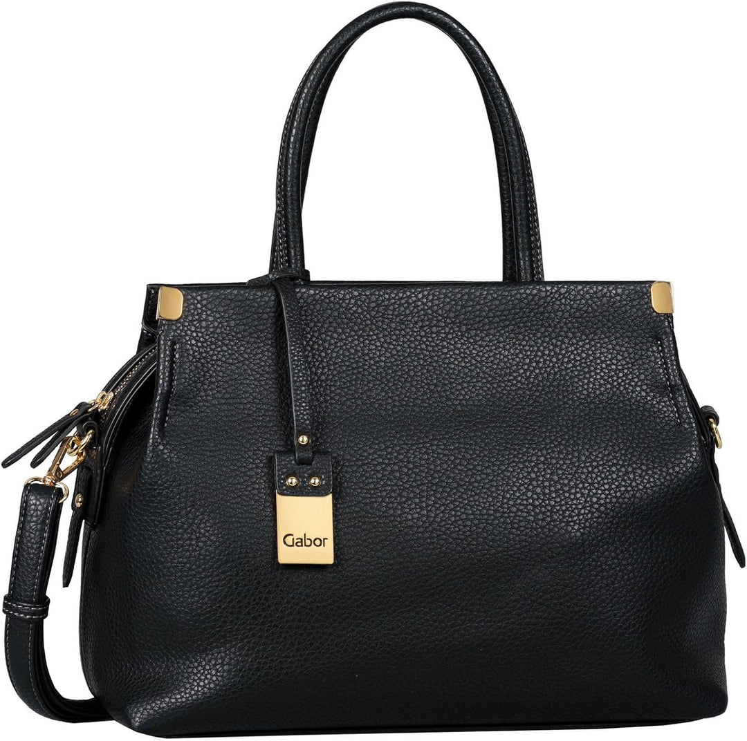 Gabor bags Gela Damen Shopper Umhängetasche Reissverschluss Beige 35 x 13,5 x 24 Schwarz, 35 x 13,5