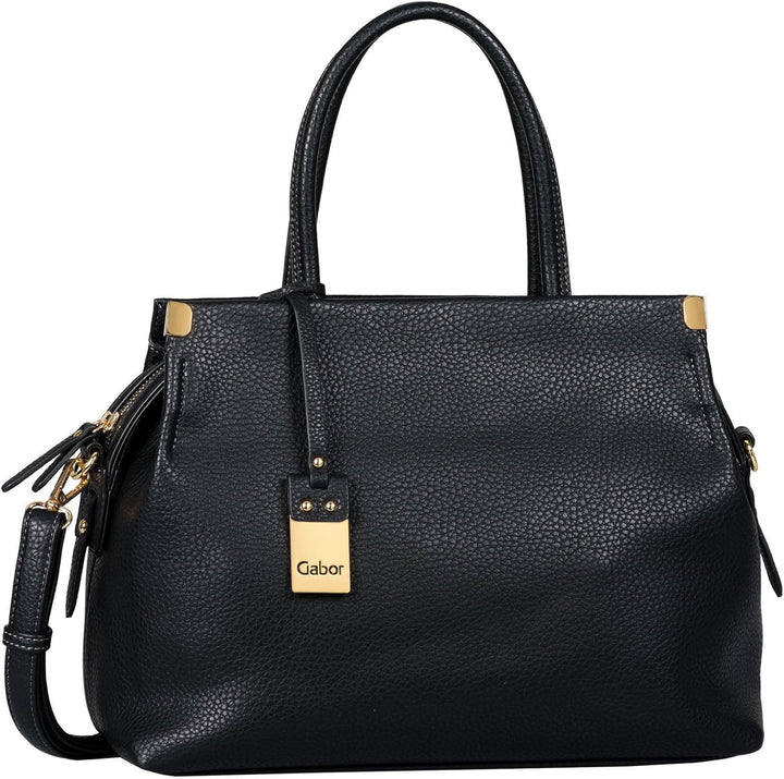 Gabor bags Gela Damen Shopper Umhängetasche Reissverschluss Beige 35 x 13,5 x 24 Schwarz, 35 x 13,5