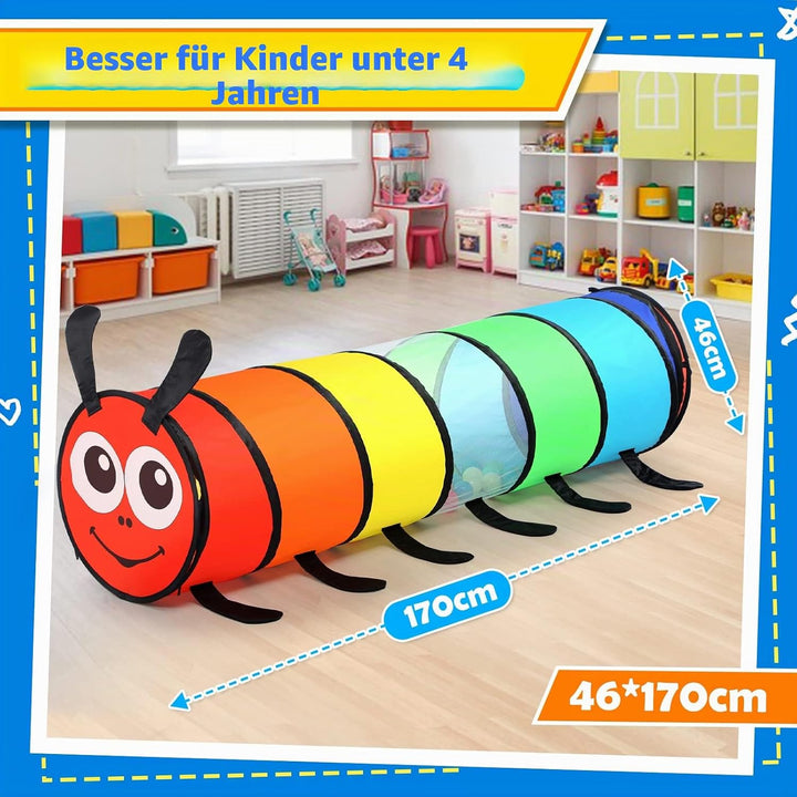 Wilwolfer Tunnel für Kinder - Spielzelt für Draussen mit Mesh-Seiten - 180cm Tunnel für Kinder motor