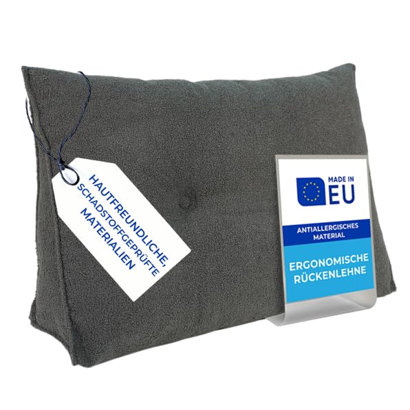 Bouclé Rückenkissen für Bett &amp; Sofa 140cm, abnehmbarem Bezug Boucle-dunkelgrau 140cm, Boucle-dunkelg