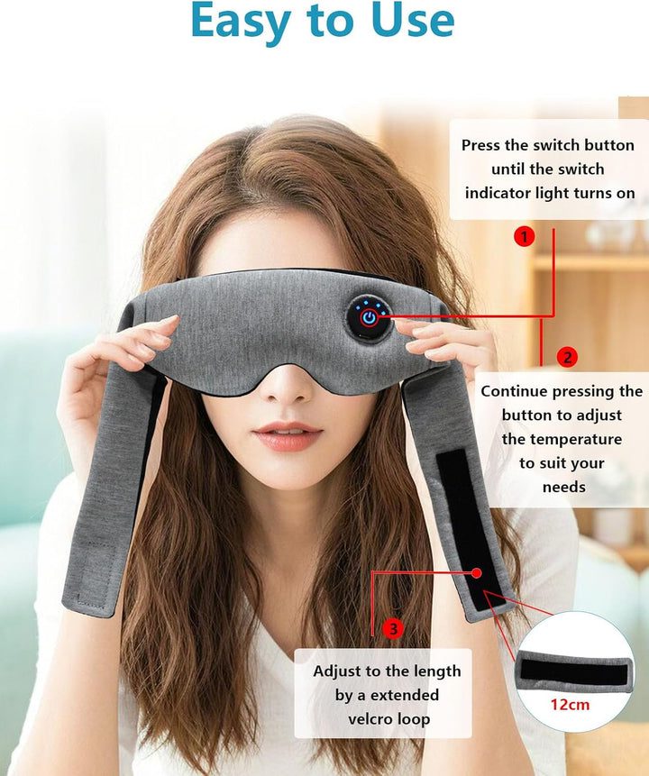 Wärmebrille Augen, Wärmende Augenmaske Beheizbare Maske für Die Augen, Wärmemaske Augen mit Klettban