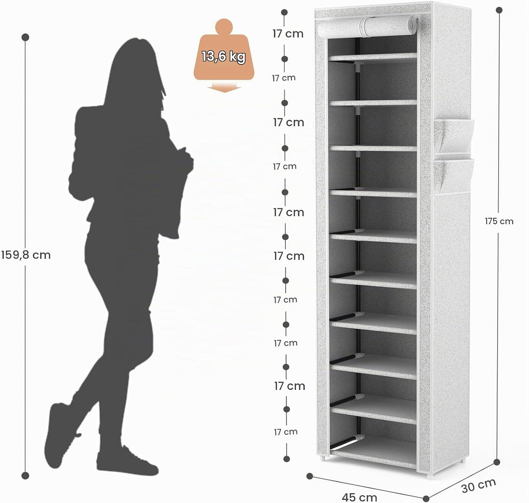 Schuhregal mit 11 Ebenen, Schuhschrank Stoff für 20-22 Paar Schuhe, Schuhregale Schmal und Hoch mit