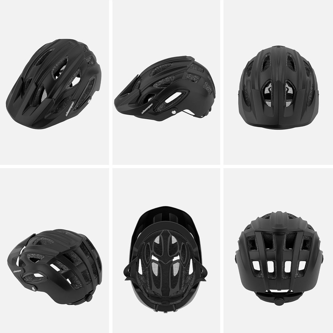 Shinmax Fahrradhelm für Herren Damen, Fahrrad Helm mit Beweglich Visier Schwarz M(54-58CM), Schwarz
