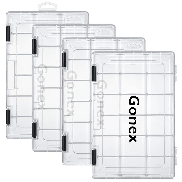 Gonex Köderboxen Angeln, Tackle Boxes 3/4 Stück, Transparente Kunststoff Angelbox mit Verstellbaren
