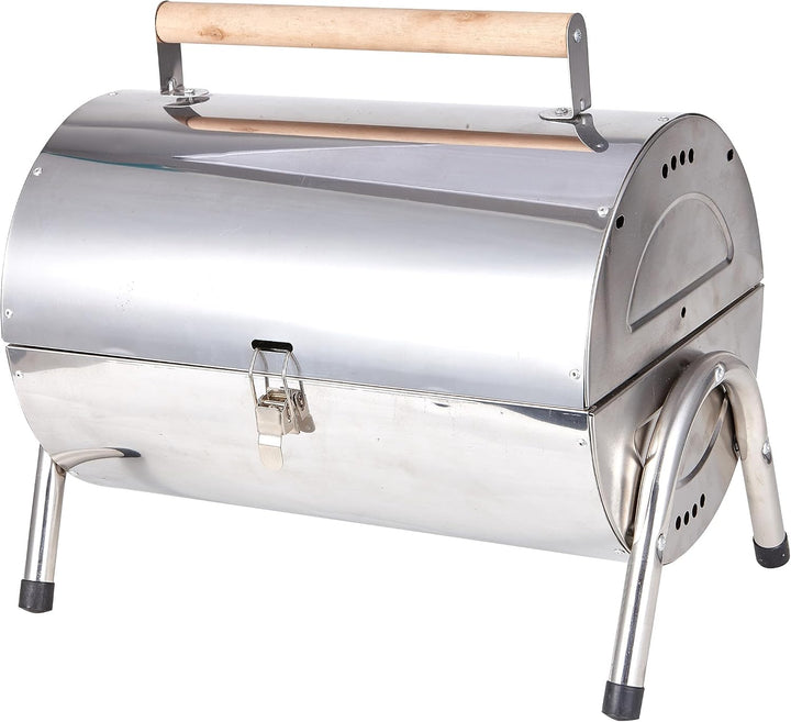 Relaxdays Tischgrill, 2 Grillflächen je 34 x 21,5 cm, Outdoor Camping, Klappgrill &amp; Smoker, Holzgrif