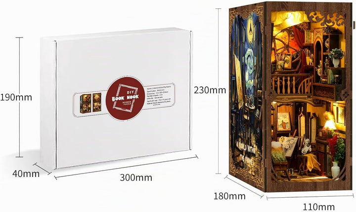 Book Nook Kit, DIY Miniatur Haus Puppenhaus Bausatz Bücherregal Deko für Jugendliche und Erwachsene（