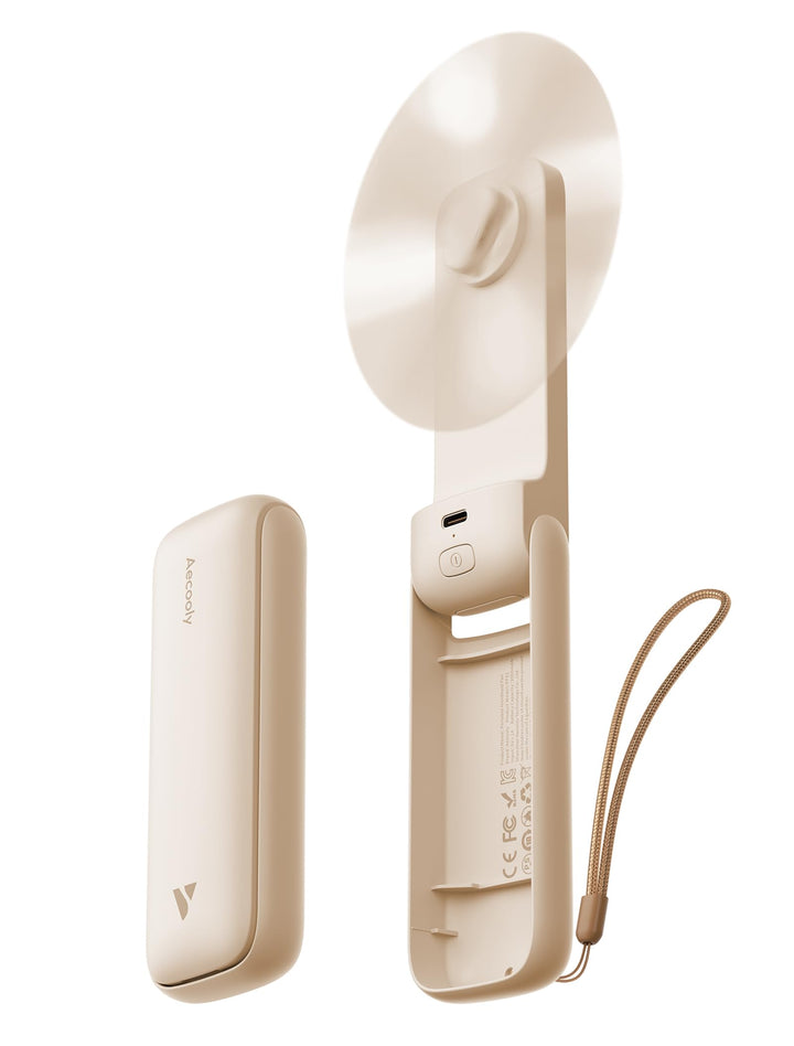 Aecooly Schlank Handventilator, Dünner Mini Ventilator, kleiner USB-Akku-Ventilator [Bis zu 24 Stund