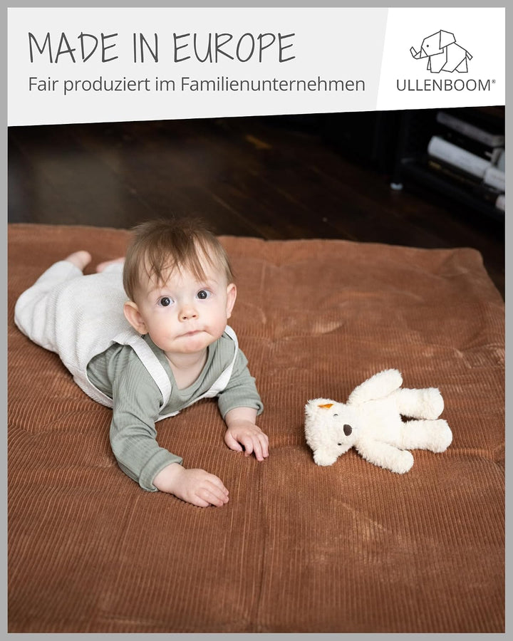 ULLENBOOM Krabbeldecke für Baby 100x100 cm - Dick und weich gepolstert Cord Caramel 100 x 100 cm, Co